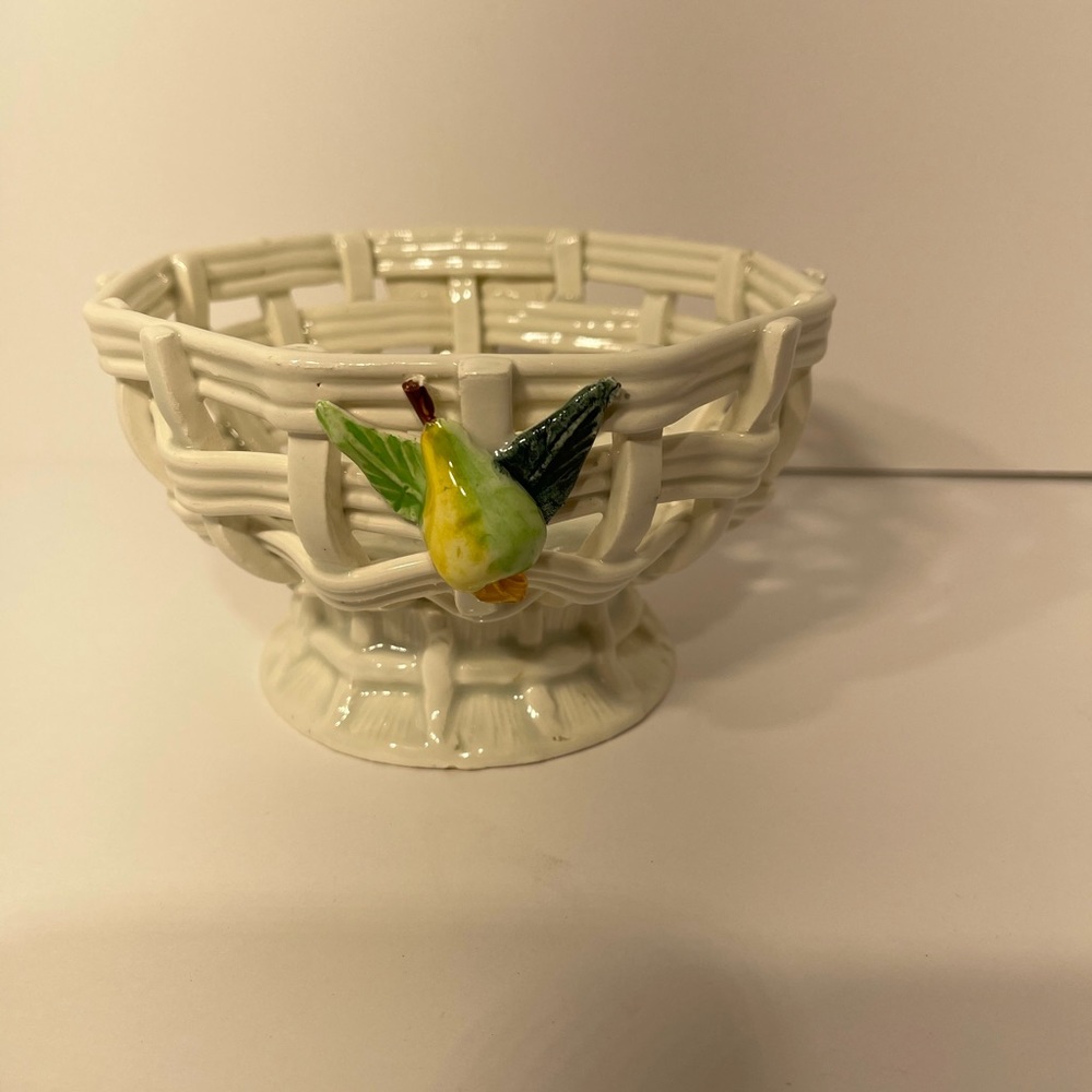 Vintage Ceramic Woven Basket, Made in Spain